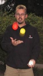 Clive juggling...just!
